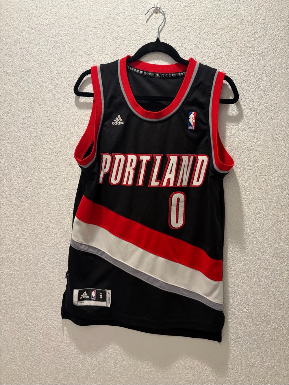 adidas Portland Trail Blazers Basketball Jersey - Black/Red/White